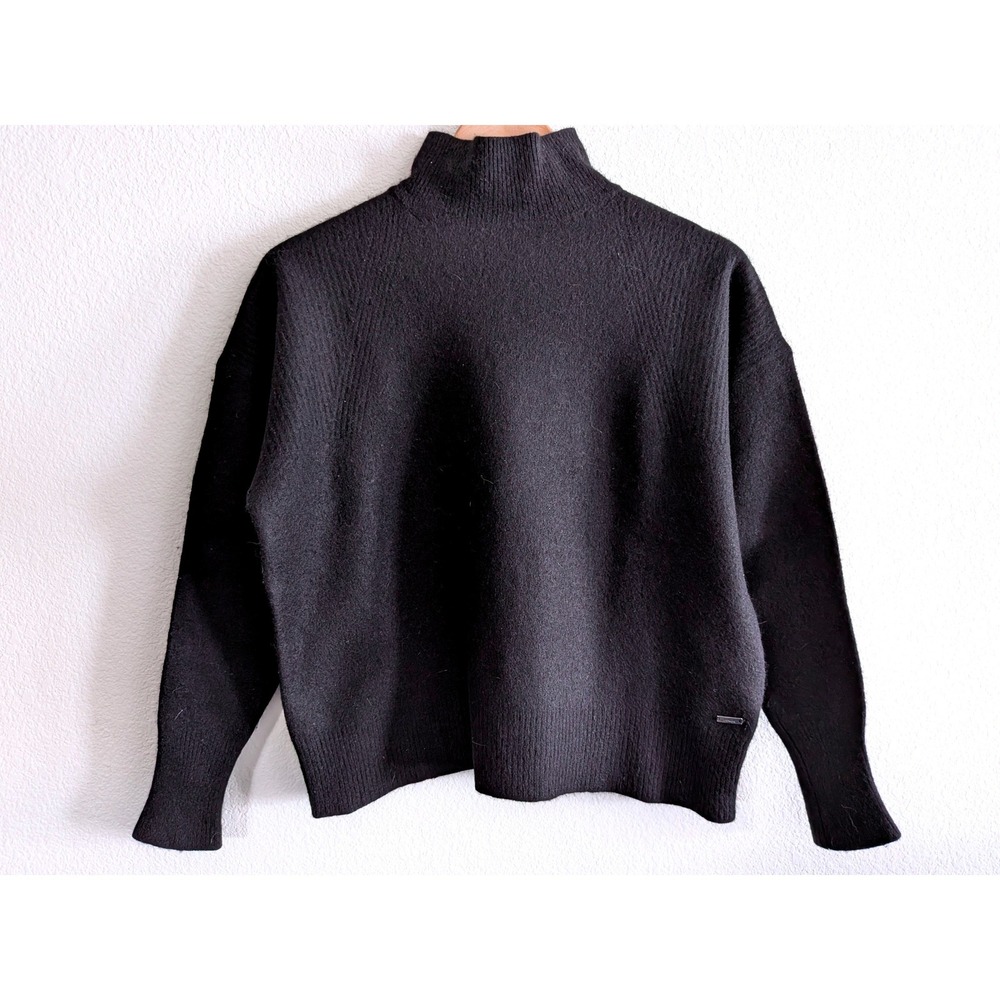 Joules Black Wool Cashmere Mock Neck Sweater Women's US 10 UK 14 Soft Knit
